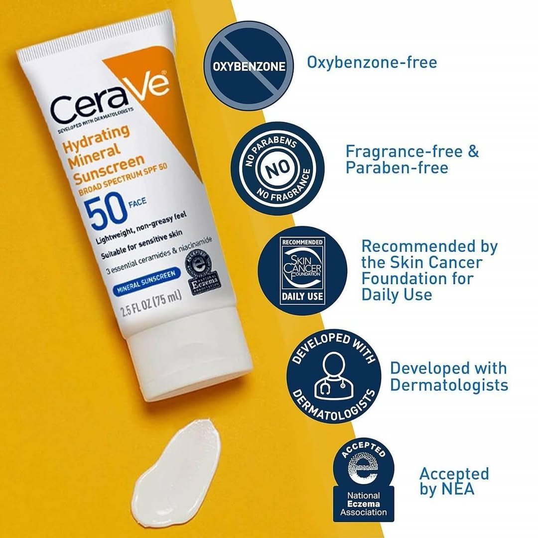 CeraVe Hydrating Mineral Sunscreen SPF 50 - 75ml